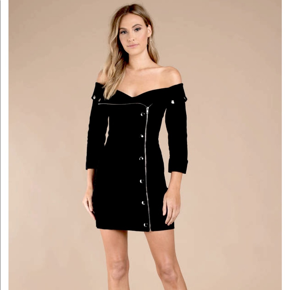 DONATELLA MOTO JACKET BODYCON DRESS IN BLACK